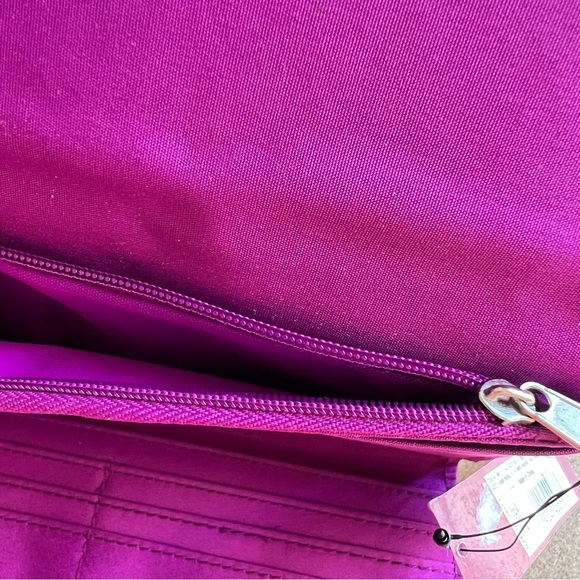 Merona Purple Retro Styl Fold Over Silver Tone Wallet with Kiss-Lock Coin Pocket - Picture 8 of 16